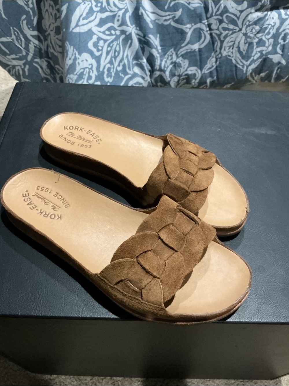 Kork-Ease Brown Braided Suede Slide Mules